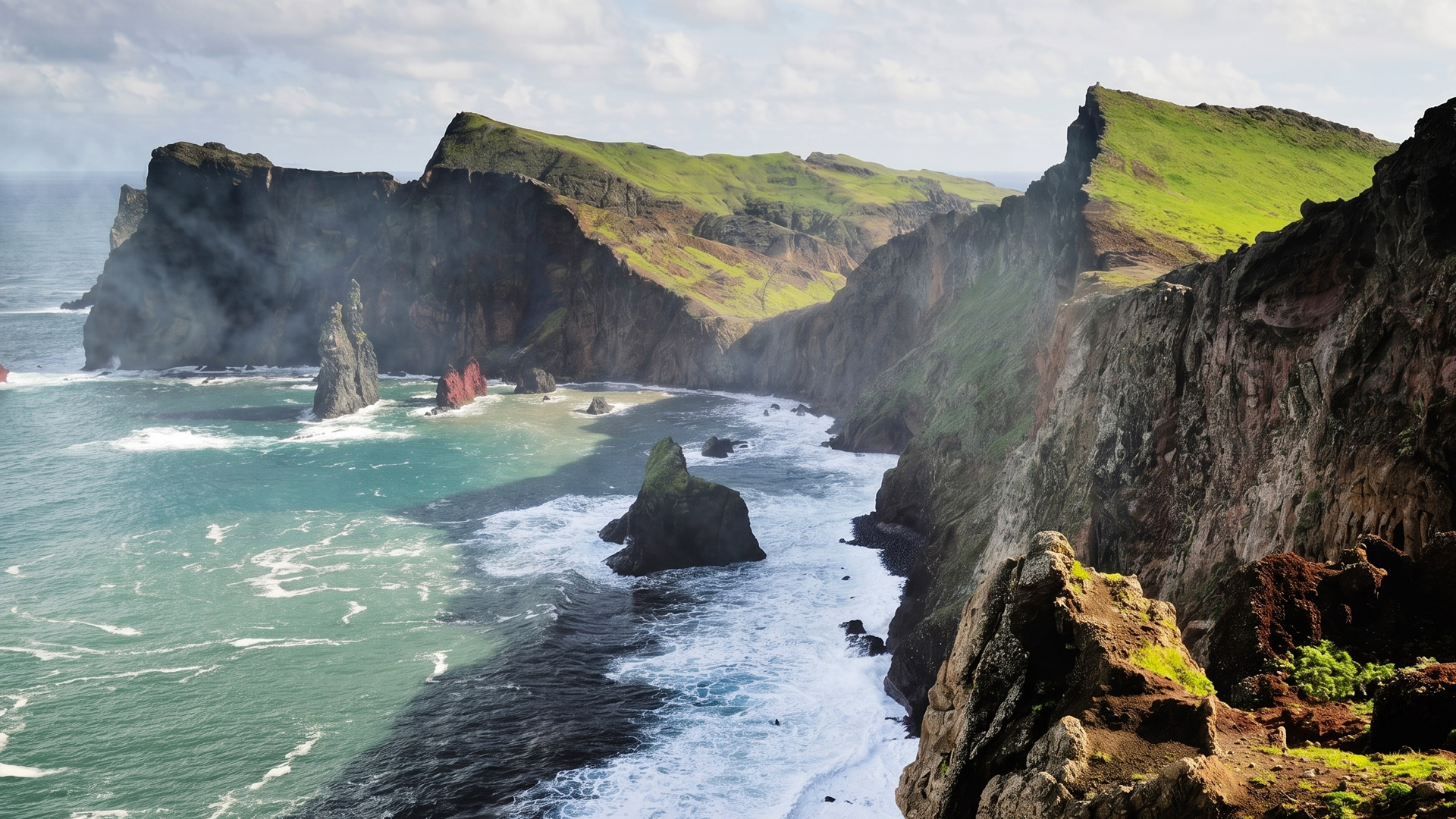 Dramatic cliffs and ocean of Madeira Island